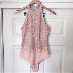 Gorgeous Pink Lace Bodysuit